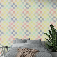 Rainbow checker wallpaper with psychedelic flair

