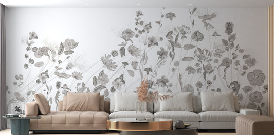 Floral Sketch Wallpaper Mural