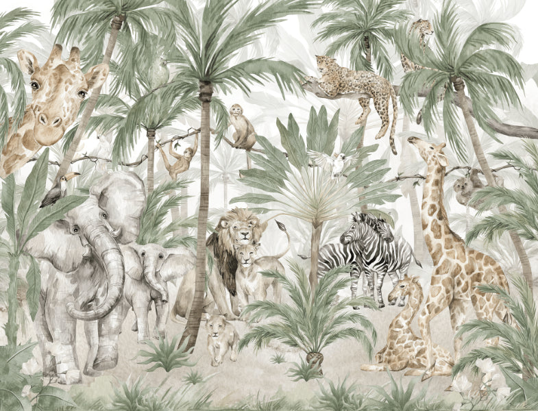 Jungle Safari Kids Wall Mural in your room