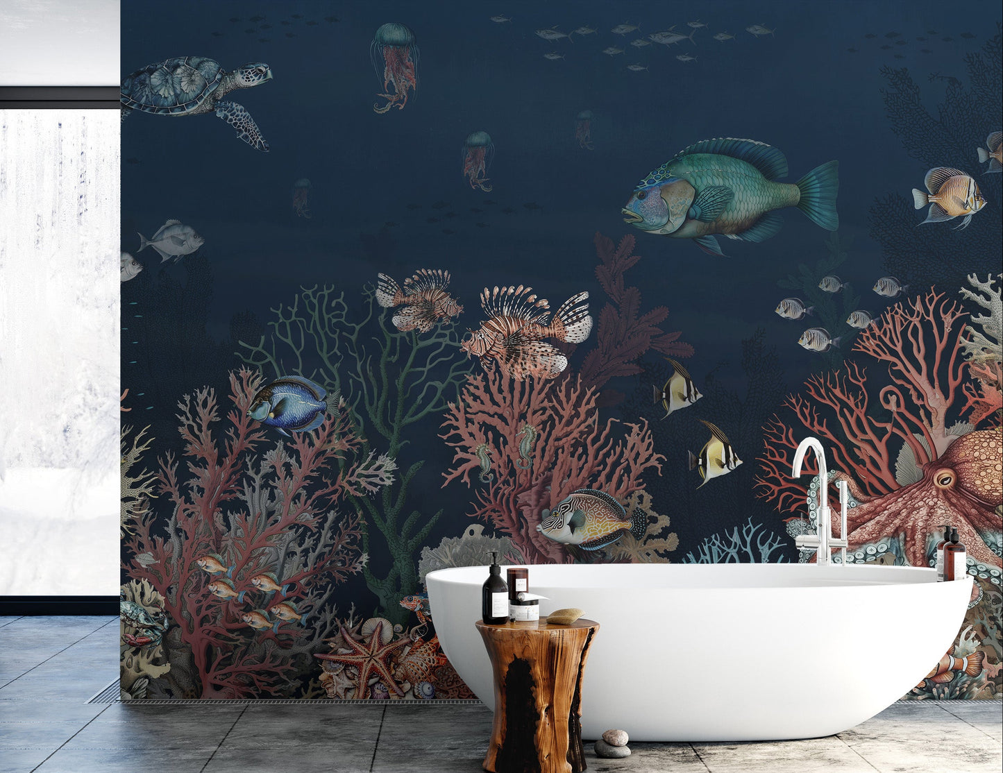 Vibrant underwater coral marvels mural