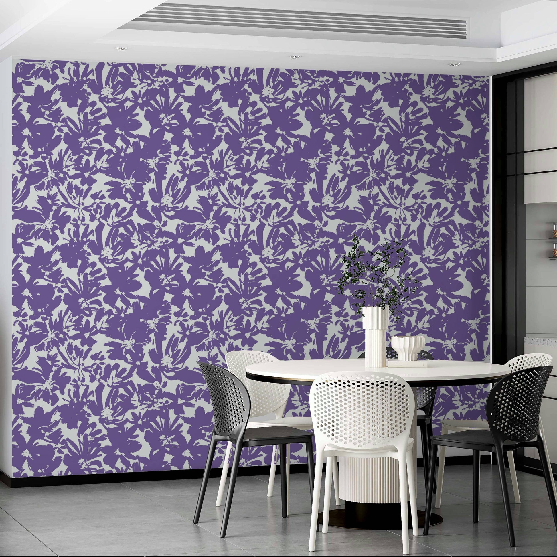 Wallpaper with a unique, artistic purple design

