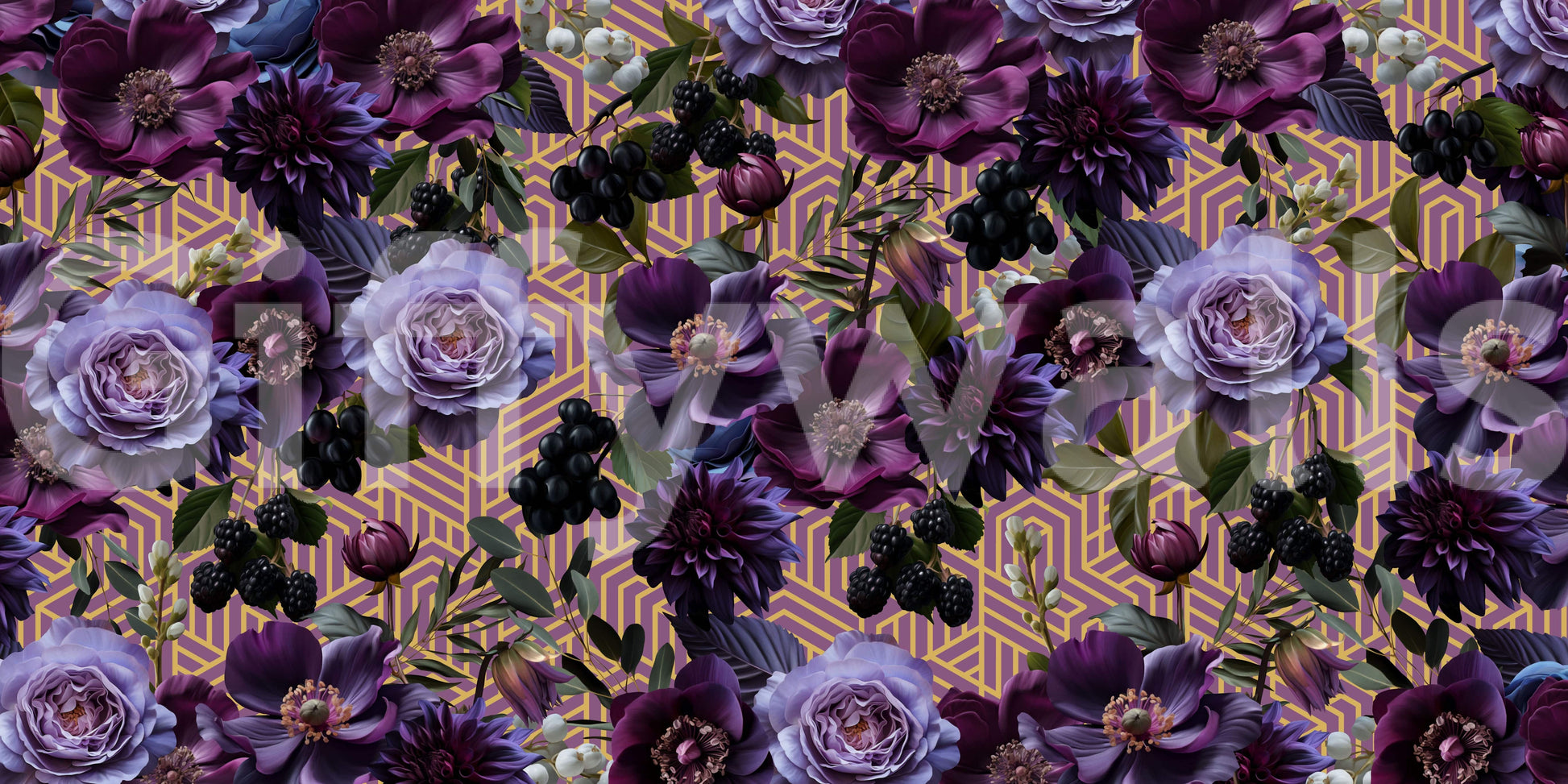 A beautiful modern art wall mural for a living room.

