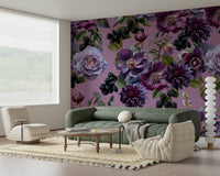 A beautiful modern art wall mural of delicate flowers.

