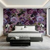 A beautiful dark floral wallpaper mural for a luxury home.

