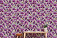 Wild Purple Flower Pattern Wallpaper for rooms