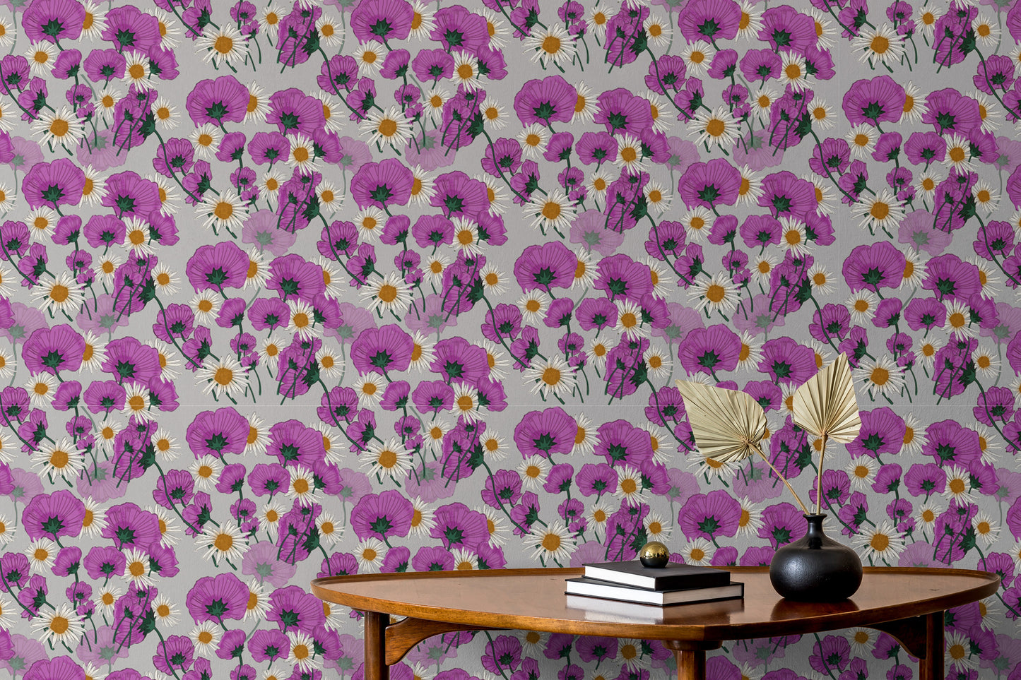Wild Purple Color Flower Pattern Wallpaper design