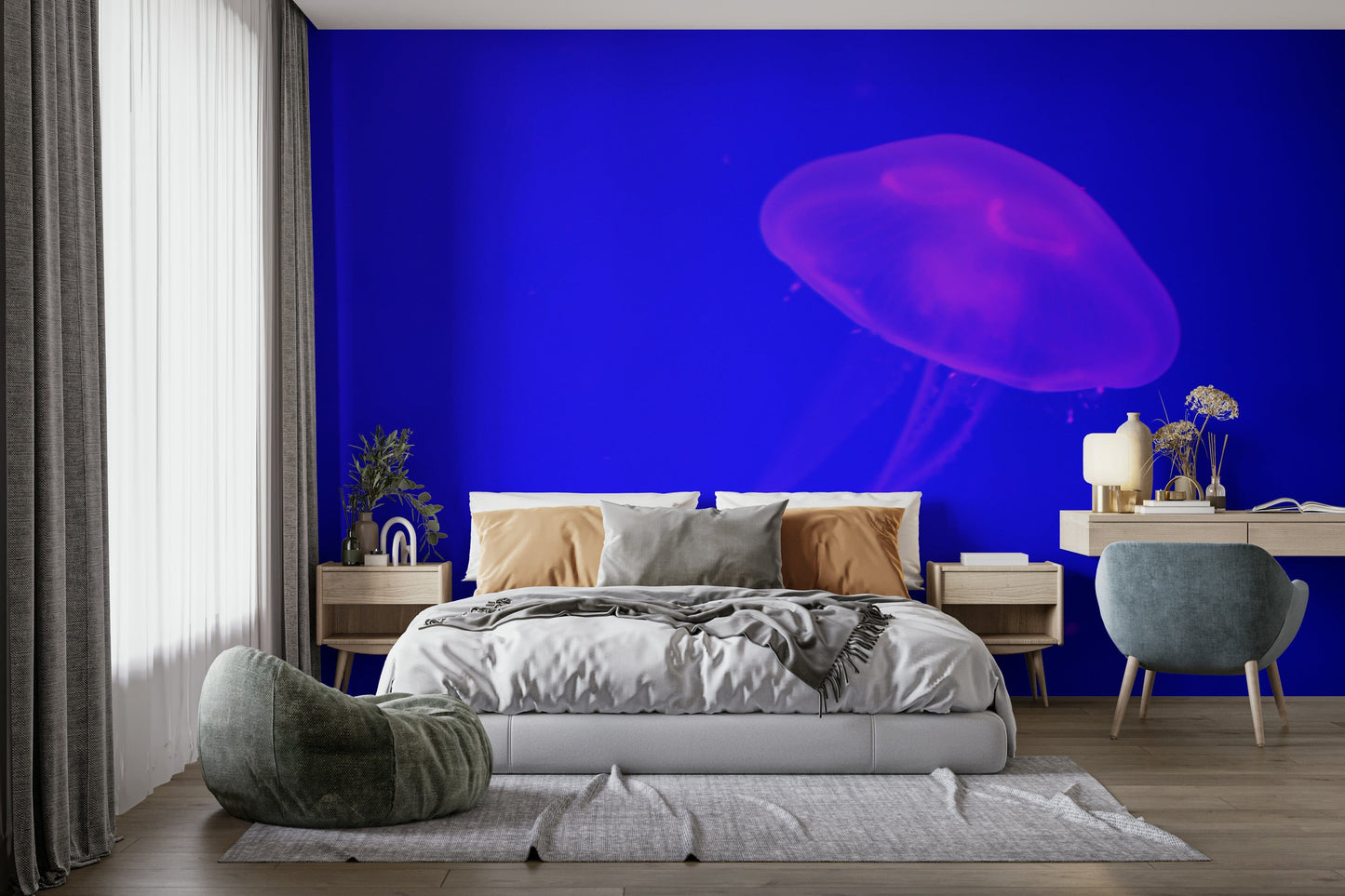 A beautiful tropical fish wall mural for a child's room.

