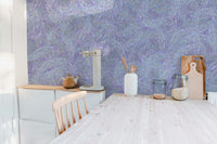 Beautiful purple watercolor floral mural for summer decor.
