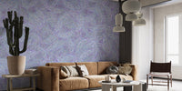 Purple summer flowers in a stunning watercolor wall mural.
