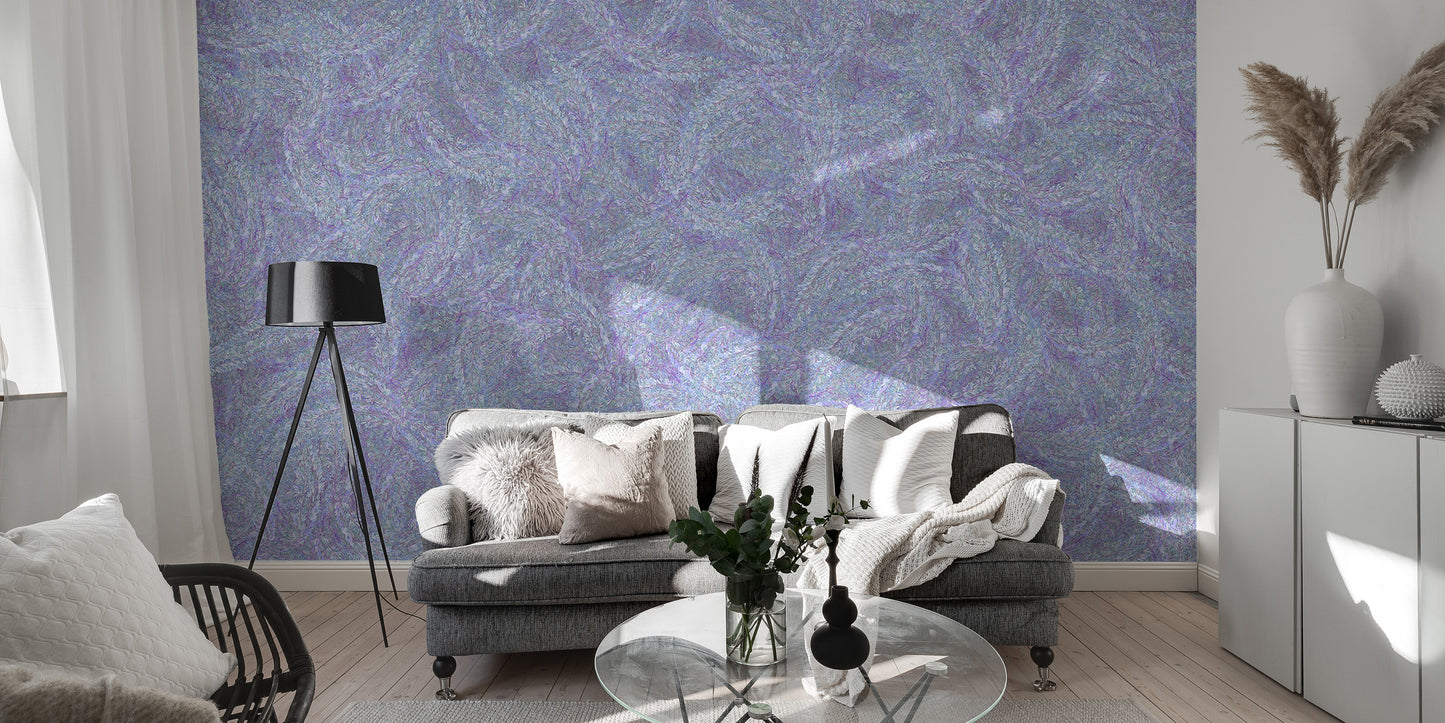 Vibrant purple blooms on a watercolor summer wall mural.
