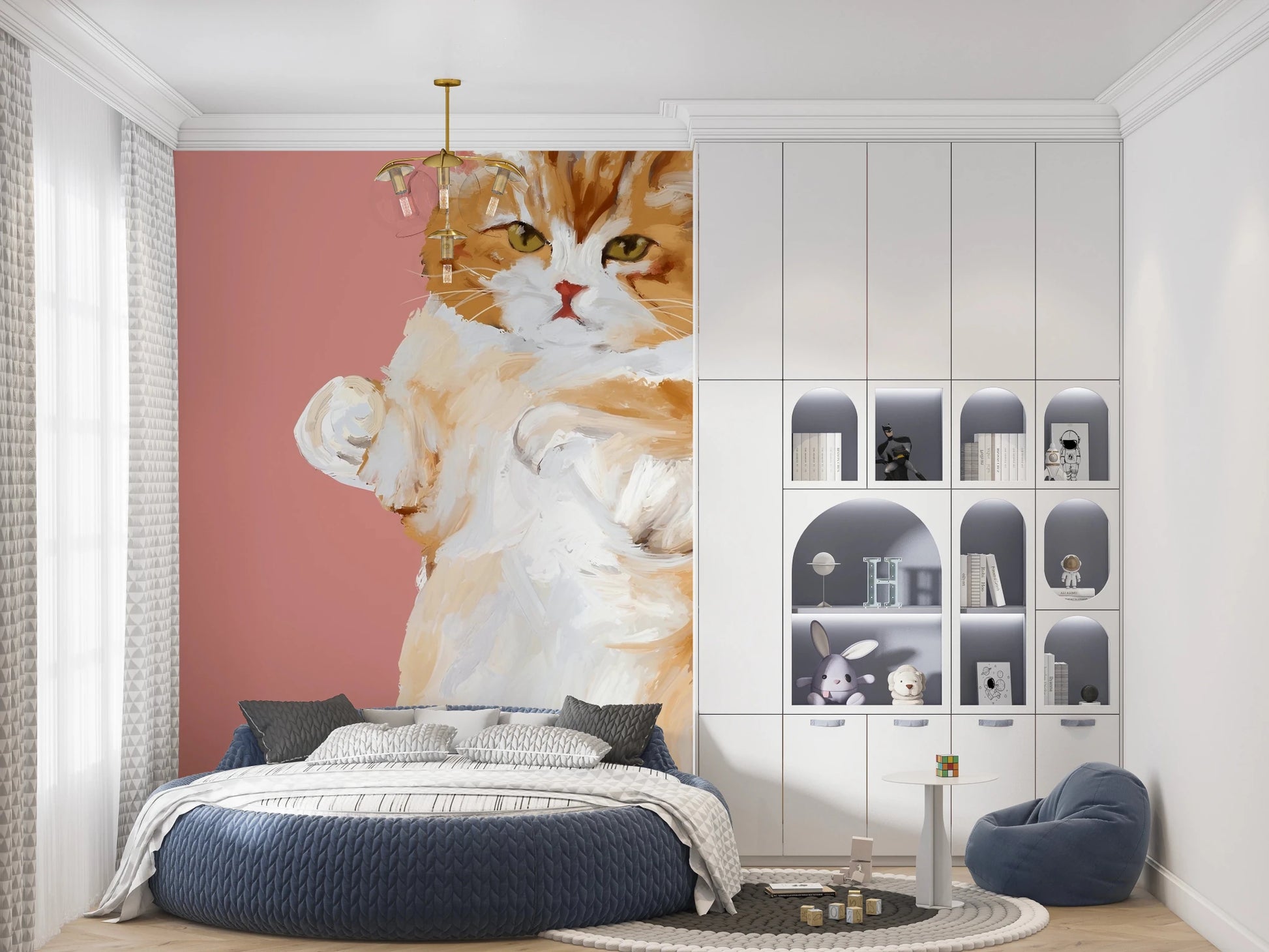 Purrfectly Perfect furry handpainted oil painting cat Wall Mural