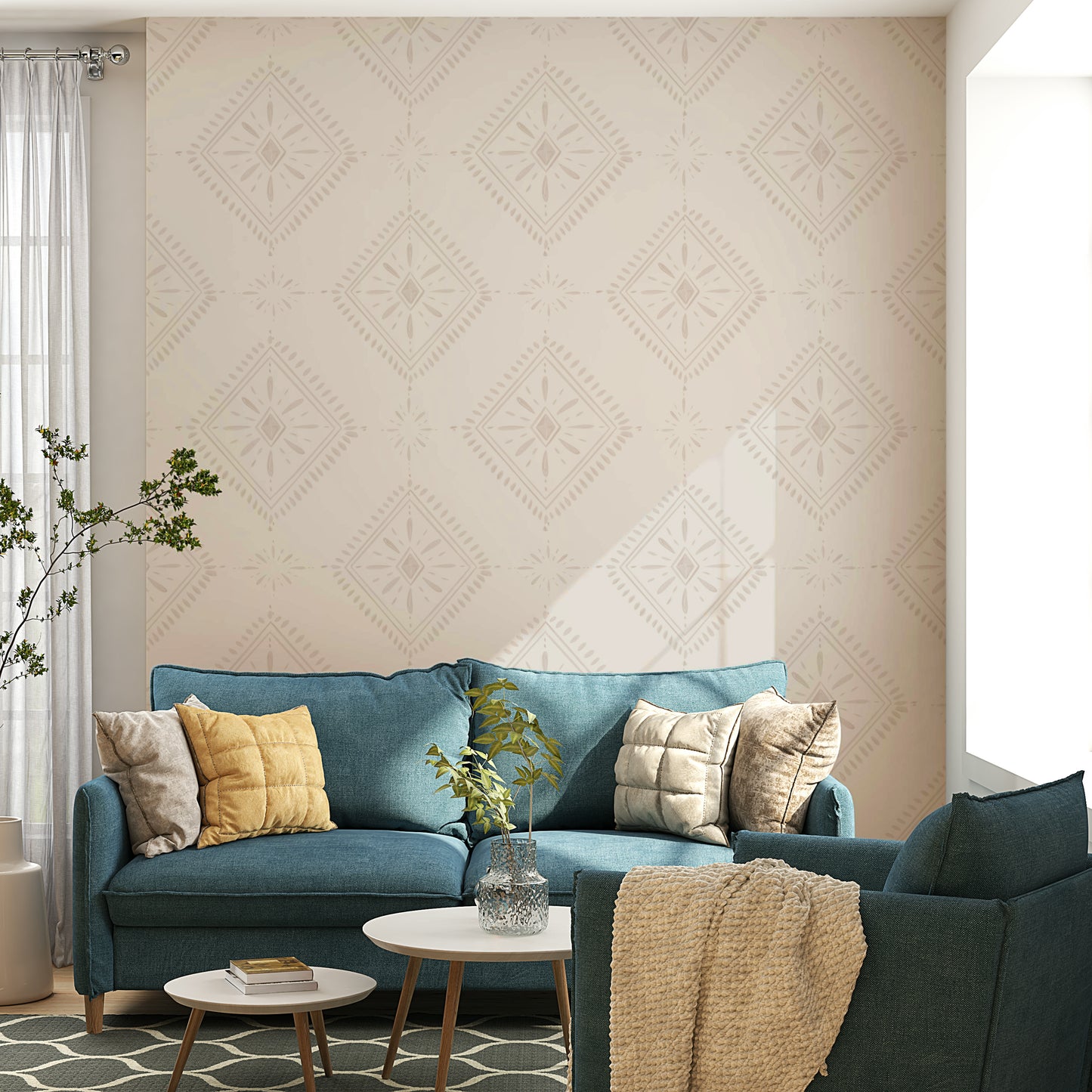 Bedroom diamond wallpaper

