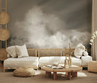 A calming serene sky wallpaper mural that defines a space.