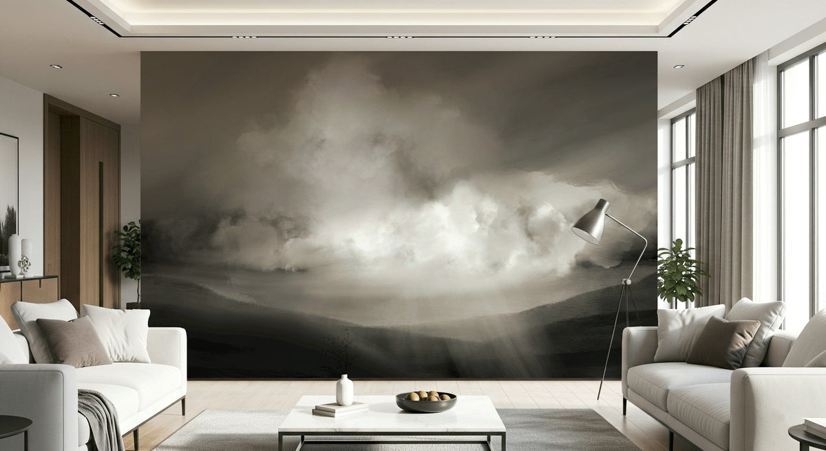 A beautiful modern sky wall mural for a living room.