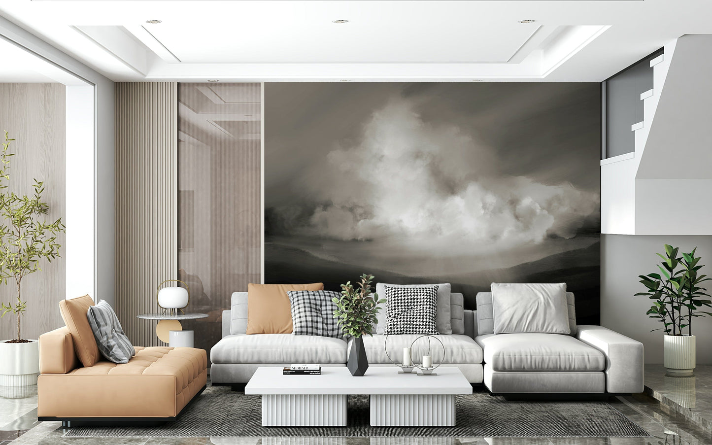 A serene abstract sky wall mural for your decor.