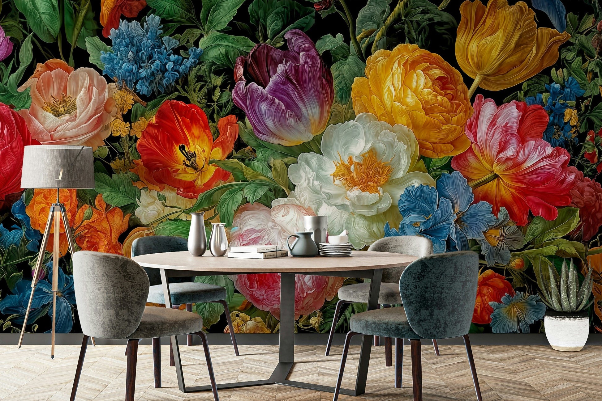The wallpaper for walls being admired in a home.


