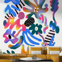 High-quality mural featuring striking neon patterns and colors

