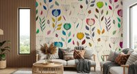 Colorful sketch flowers wall decor Rainbow Bloom Dance.