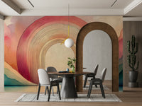 Vibrant and energetic Rainbow Dream Arches 2 mural perfect for living rooms.

