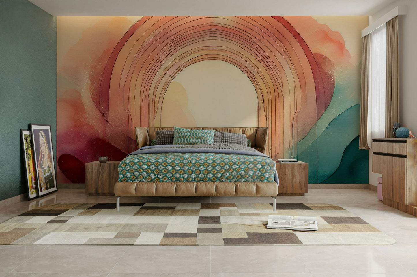 Whimsical Rainbow Dream Portal mural adding color and magic to walls.

