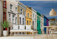 Decorative wallpaper for walls bold Rainbow Row Houses image.