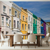 London Notting Hill style Rainbow Row Houses wall decoration.