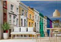 Decorative wallpaper for walls bold Rainbow Row Houses image.