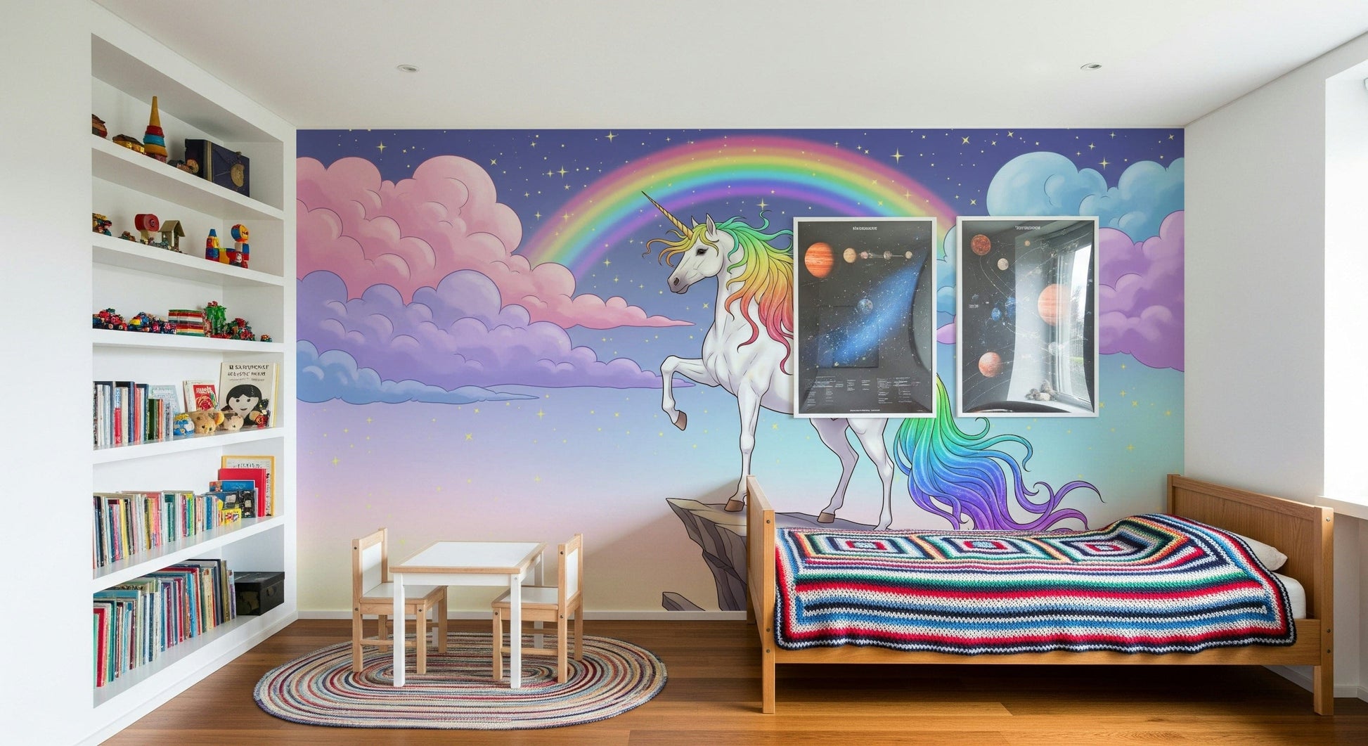 Vibrant Rainbow Majesty wallpaper, celestial nighttime scene.