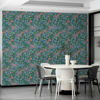 Ranunculus floral design in retro teal tones

