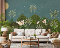 Ratri Pichwai mural showing lotus and foliage motifs in dark palette