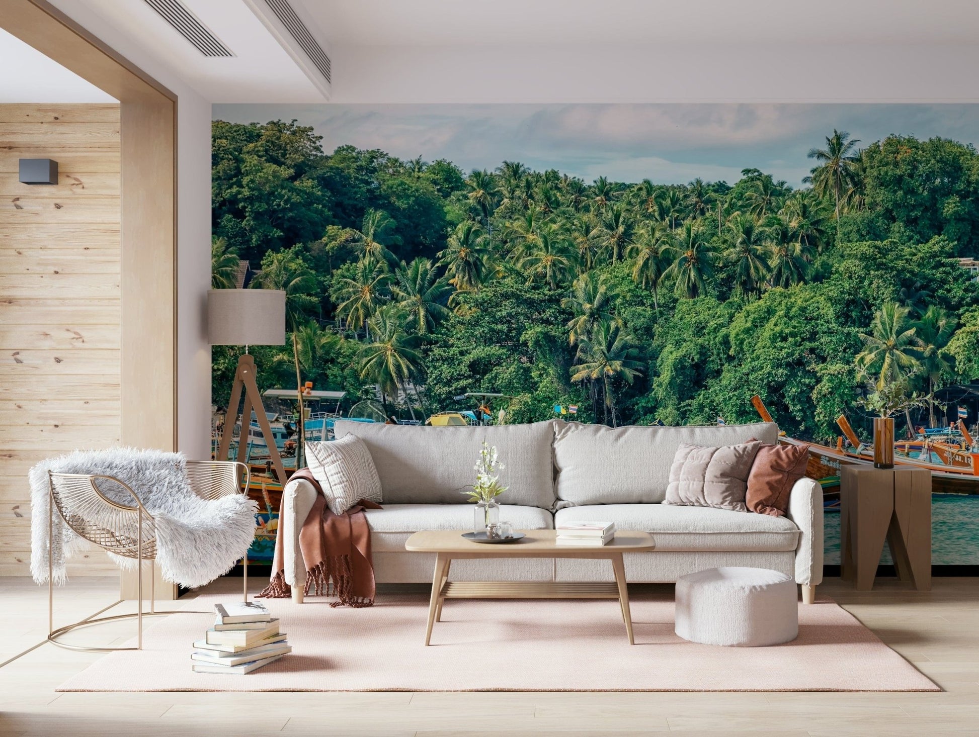 Amsterdam Twilight wall mural with calm night water, nature texture, and muted green wallpaper notes
