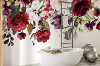 Red and Pink Floral Wallpaper Mural - Giffywalls