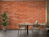 Textured brick effect wall decor for a rugged dining room feature wall.