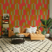A calming modern design wallpaper mural that defines a space.

