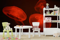 A calming underwater design wallpaper mural that defines a space.

