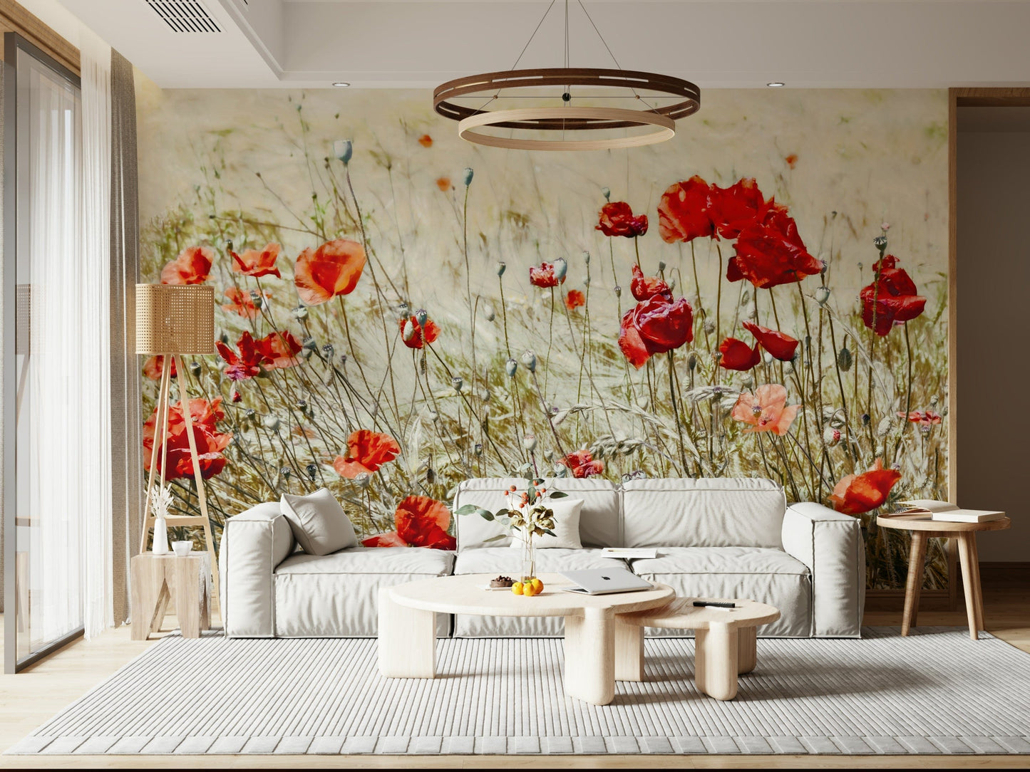 Scarlet Bloom Meadow Wall Mural -2546816
