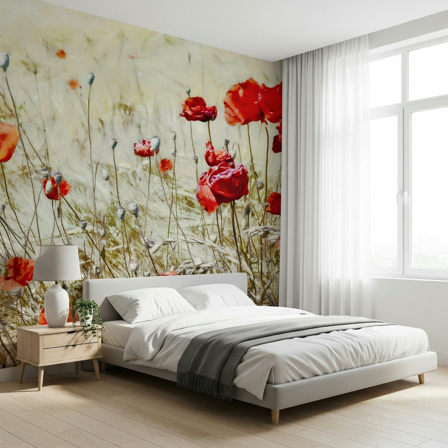 Scarlet Bloom Meadow Wall Mural -2546816