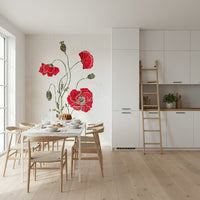 Intricate Lonely Red Poppy sketch, perfect floral wallpaper for walls.