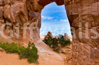 Bold rock textures in desert mural
