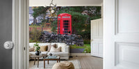 A high-angle view of the wall mural in a large space.

