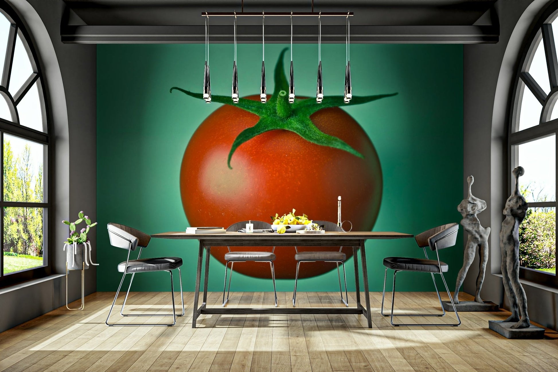 Vibrant red tomato wall mural for kitchens


