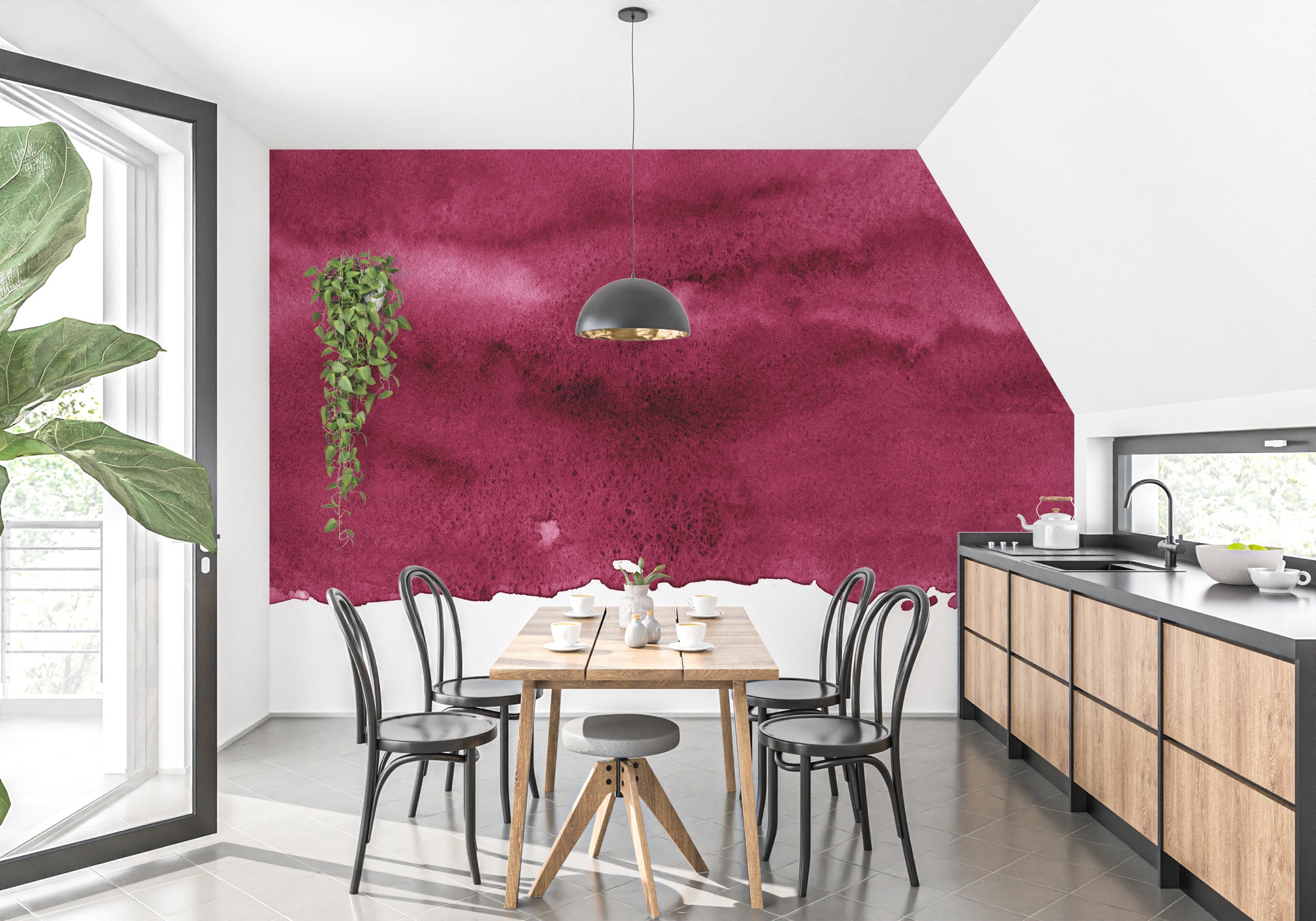 Red Wine Maroon Watercolor Wallpaper Mural - Giffywalls