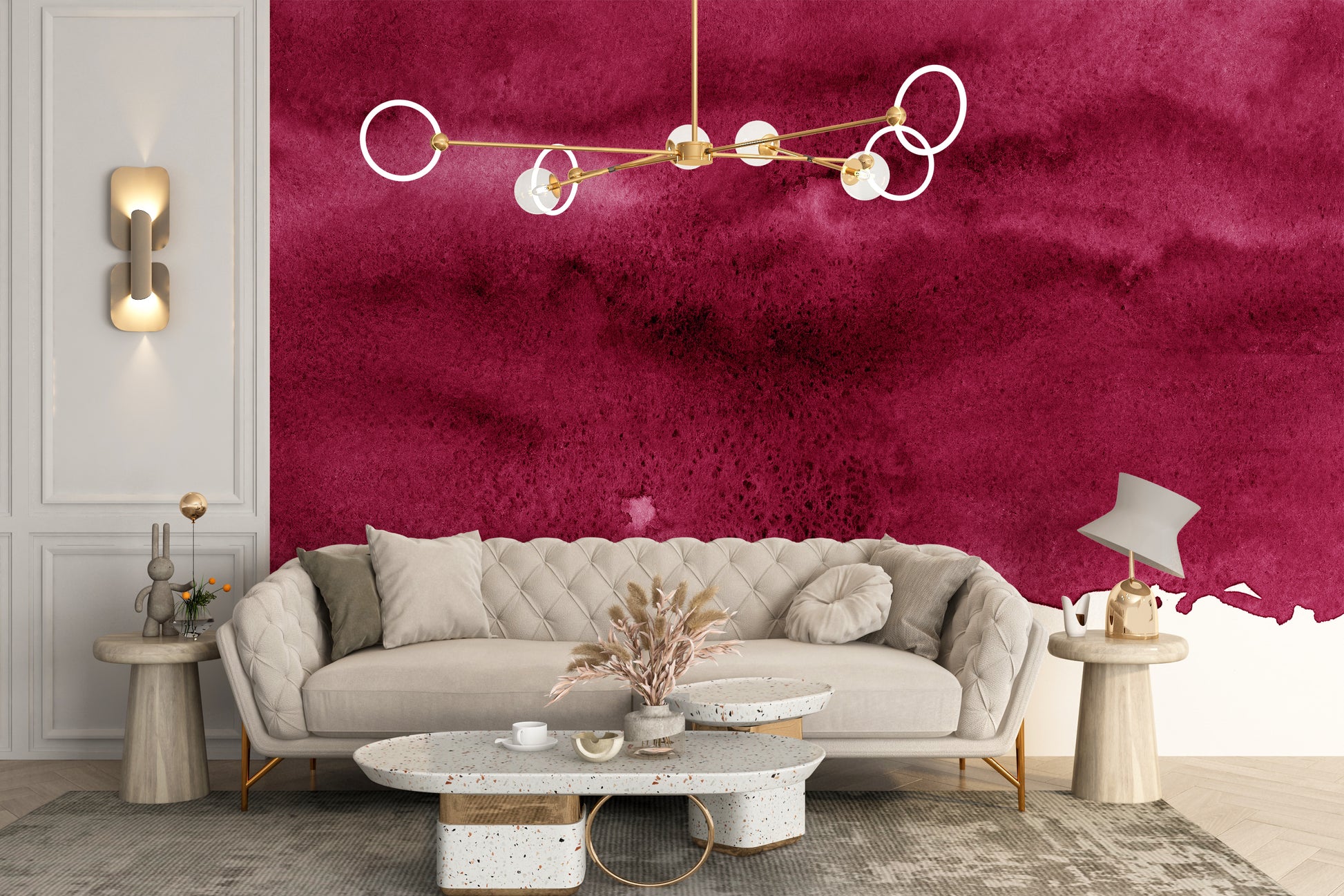 Elegant Red Wine Wall Art with Watercolor Texture
