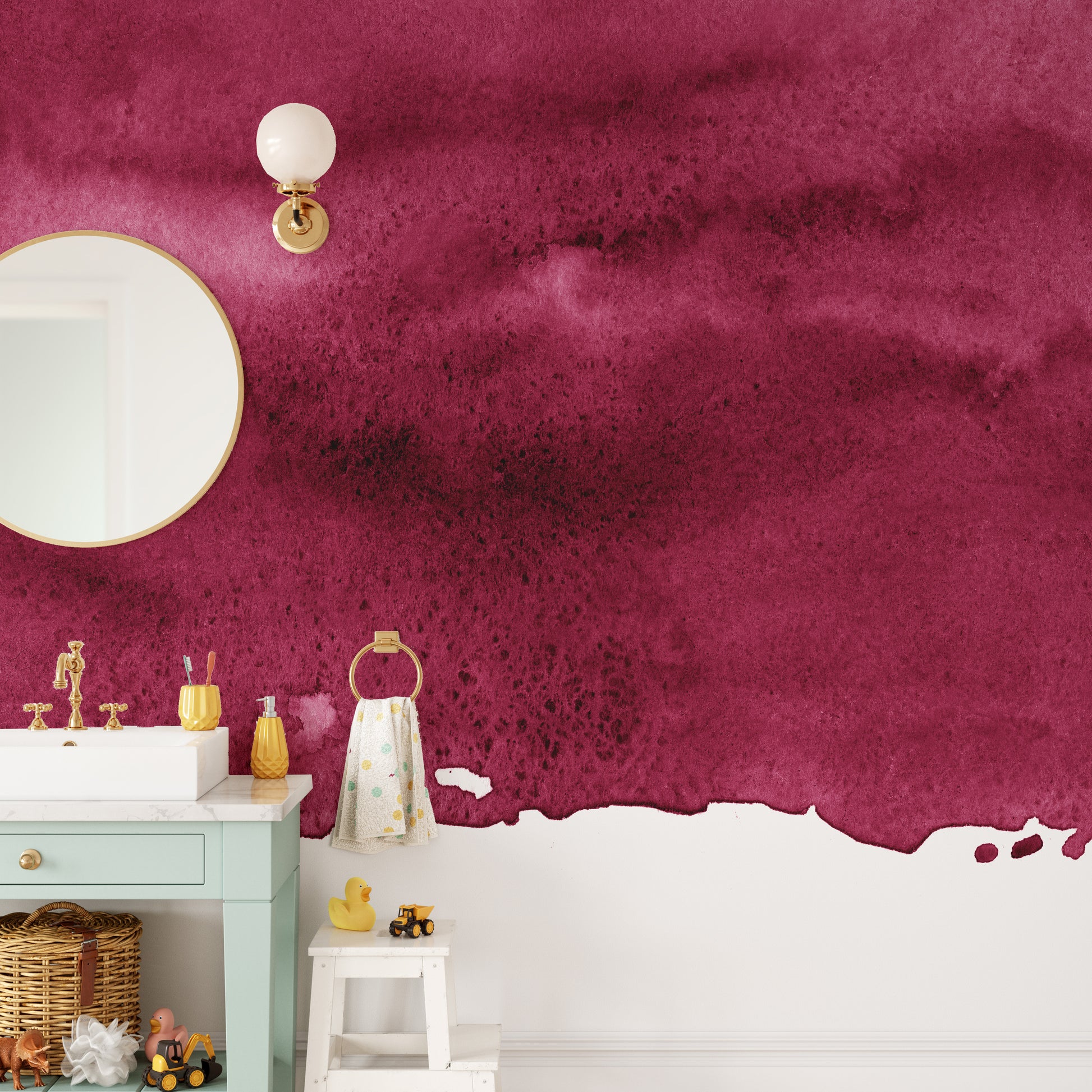 Burgundy Watercolor Wallpaper Mural for Home Decor