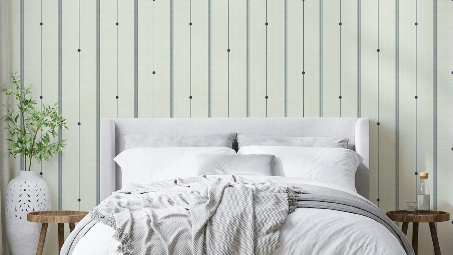 Refined Minimal Stripes Buttercream-Blue Wallpaper with soft stripes


