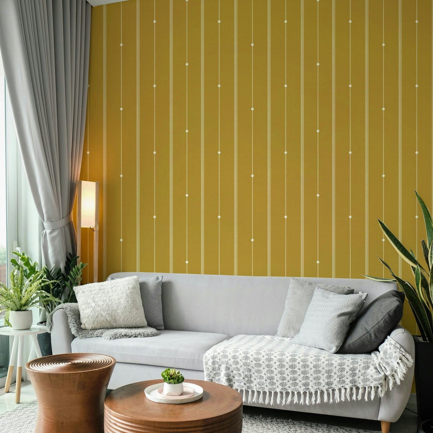 Elegant mustard striped wallpaper for a cozy modern look

