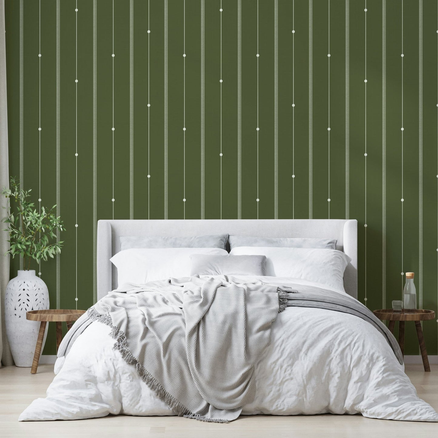 Olive drab striped wallpaper for timeless, nature-inspired decor

