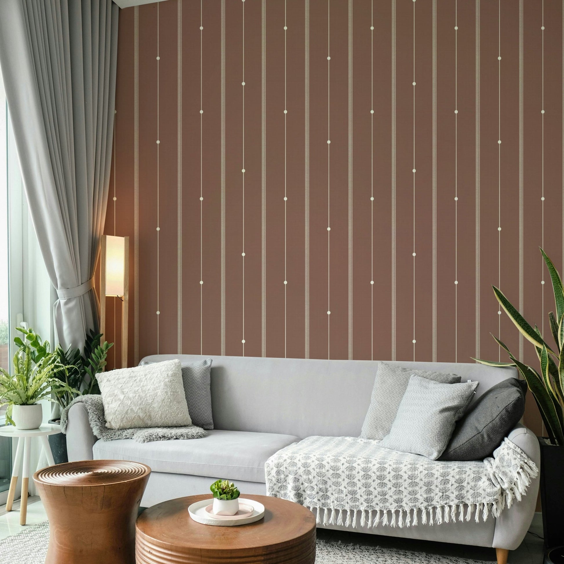 Warm, cozy sienna dust wallpaper adding texture to walls

