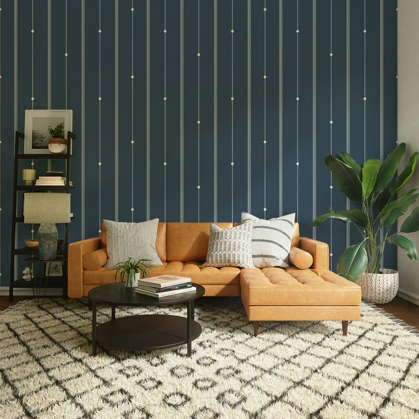 Cool-toned steel blue wallpaper for modern room decor

