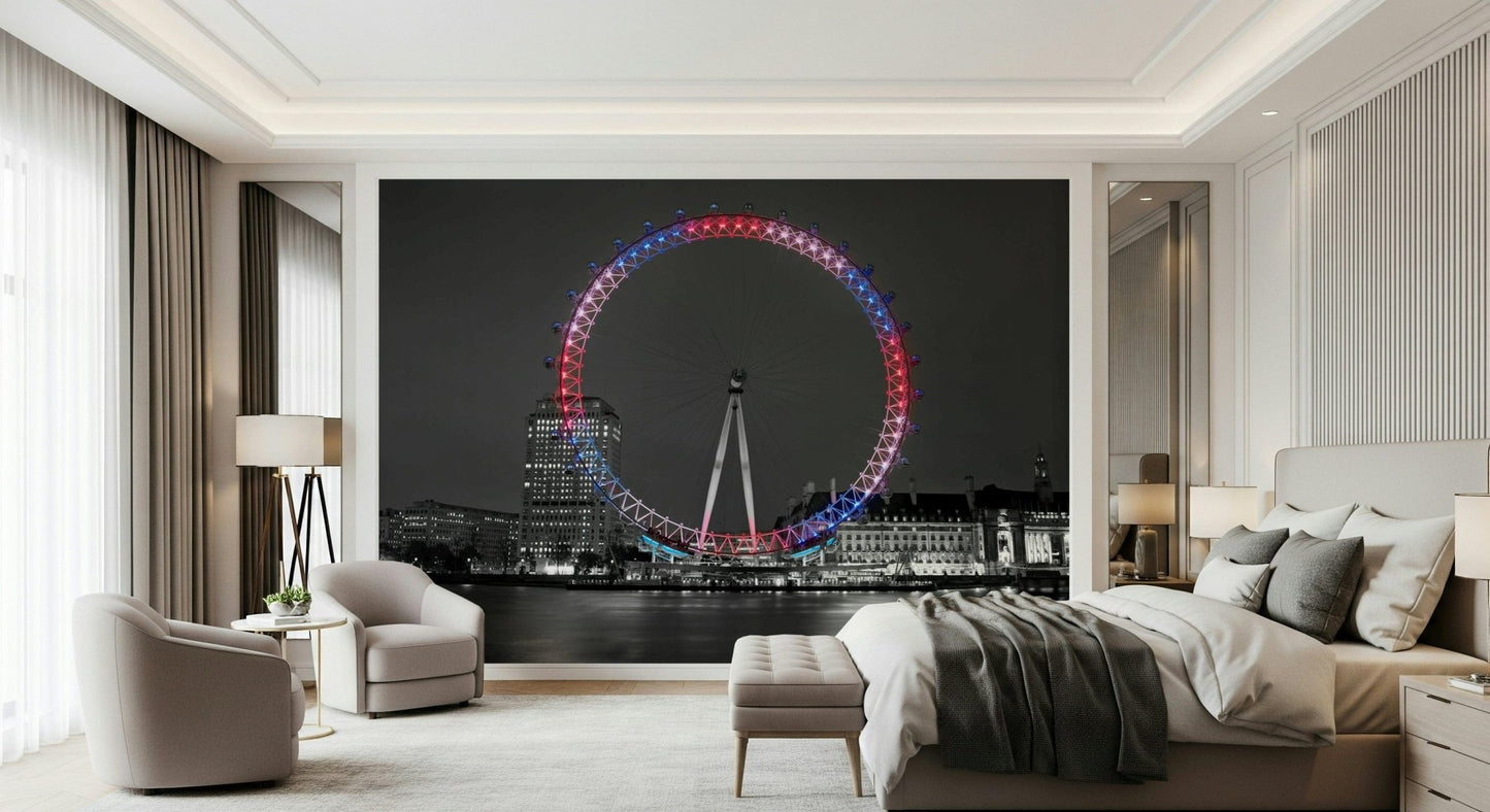 Contrasting Eye colors urban wallpaper river Thames setting.